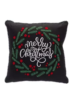 Front Page 45 Buy π Melrose 15.5" Black and White "Merry β Christmas" Berry Wreath Throw Pillow π―