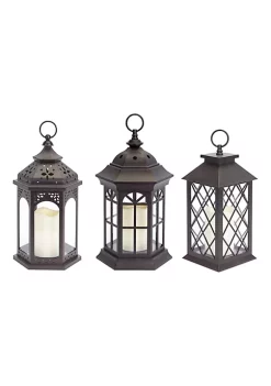 Budget โค๏ธ Melrose Lanterns W/Led Candle (Set Of 3) W/6 Hour Timer 13"H Plastic/Glass โค๏ธ