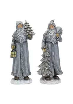 Coupon 🤩 Melrose Set of 2 Silver Santa ❄ Christmas Figurine 12.5" 😉