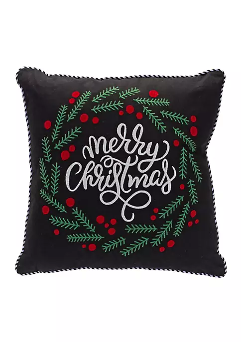 Buy 🎁 Melrose 15.5" Black and White "Merry ❄ Christmas" Berry Wreath Throw Pillow 💯 2 Buy 🎁 Melrose 15.5" Black and White "Merry ❄ Christmas" Berry Wreath Throw Pillow 💯 - Image 2