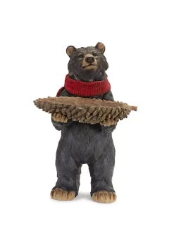 Front Page 31 Budget β€οΈ Melrose 21.5" Red and Brown Bear Holding Pine Cone Bowl β Christmas Figurine β€οΈ