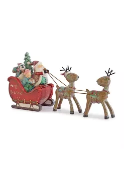 Discount β Melrose 11.25" Red and Brown Decorative Santa in Sleigh with Reindeers π Christmas Figurine π