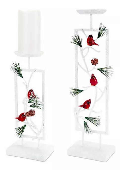 Top 10 👍 Melrose Set of 2 Woodland Inspired Snowy Cardinal 🎄 Christmas Pillar Candle Holders 19.5" 🥰 2 Top 10 👍 Melrose Set of 2 Woodland Inspired Snowy Cardinal 🎄 Christmas Pillar Candle Holders 19.5" 🥰 - Image 2