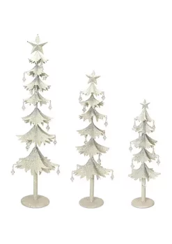 Outlet ✨ Melrose Set of 3 White and Clear Gem Accented Tabletop 🎅 Christmas Tree 33" 💯
