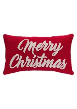 Coupon 👏 Melrose 19" Red and White "Merry 🎄 Christmas" Rectangular Throw Pillow 🎉