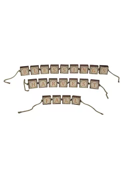 Budget 👍 Melrose Set of 3 Brown and Beige Inspirational 'Fall Harvest Blessing' 👪 Thanksgiving Tabletop 32" 🤩