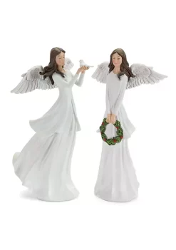 Cheapest 🥰 Melrose Set of 2 Angels with Bird and Wreath 🎁 Christmas Figurine 12" 🌟