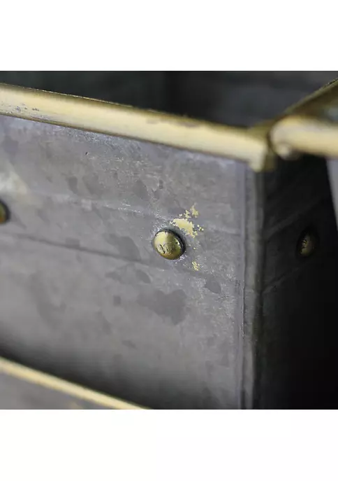 Cheapest 🔥 Melrose Set of 3 Decorative Gray Square Pots with Gold Colored Accents in a Tray 15.5" ⭐ 4 Cheapest 🔥 Melrose Set of 3 Decorative Gray Square Pots with Gold Colored Accents in a Tray 15.5" ⭐ - Image 4