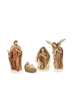 Brand new 😉 Melrose 4 Piece Ivory and Brown 🎁 Christmas Nativity Set Figurines 11.5" 😀
