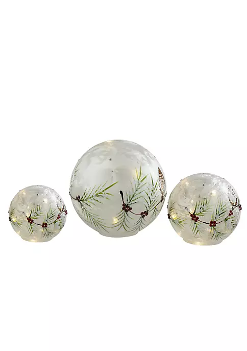 Hot Sale ๐ Melrose Set of 3 LED Frosted Snowball Berries and Pine Glass ๐ Christmas Globes with Timer - 8" โ 2 Hot Sale ๐ Melrose Set of 3 LED Frosted Snowball Berries and Pine Glass ๐ Christmas Globes with Timer - 8" โ - Image 2