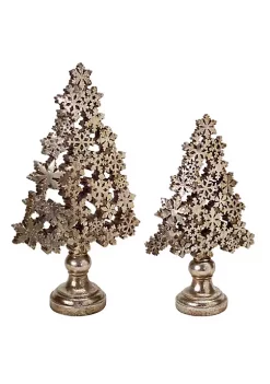 Cheap ๐ฅฐ Melrose Set of 2 Gold Snowflake ๐ Christmas Tree Tabletop Decors 18.5" ๐คฉ
