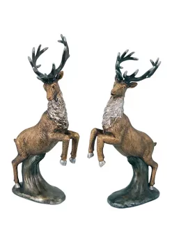 Deals ๐ Melrose Set of 2 Bronze and Silver Reindeer ๐ Christmas Tabletop Figurines 15" ๐