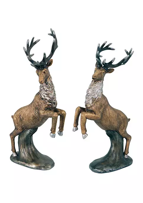 Deals 👏 Melrose Set of 2 Bronze and Silver Reindeer 🎁 Christmas Tabletop Figurines 15" 😉 2 Deals 👏 Melrose Set of 2 Bronze and Silver Reindeer 🎁 Christmas Tabletop Figurines 15" 😉 - Image 2