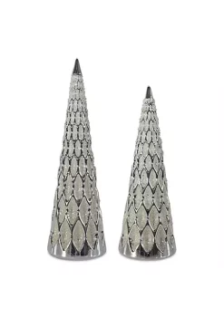 Buy 🥰 Melrose Set of 2 Silver 🎁 Christmas Tree Tabletop Decors 12" ⭐