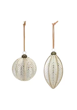 Buy 🎁 Melrose Set of 6 Rustic Brown and White Finish Glass 🎅 Christmas Ball Ornaments 4.5-5.25" ❤️