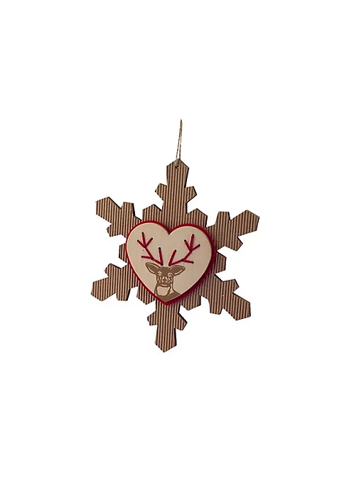 Promo 👍 Melrose 6.75" Brown and Red Rustic Craft Snowflake with Reindeer 🎁 Christmas Ornament 👍 1 Promo 👍 Melrose 6.75" Brown and Red Rustic Craft Snowflake with Reindeer 🎁 Christmas Ornament 👍