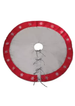 Brand new 🥰 Melrose 54" Gray and Red Snowflake Border Tie Closure 🎅 Christmas Tree 👗 Skirt 😍