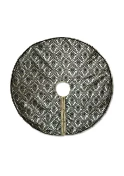 Hot Sale โจ Melrose 54" Elegant Shiny Black and Antique Gold Damask Floral Print ๐ Christmas Tree ๐ Skirt โ๏ธ