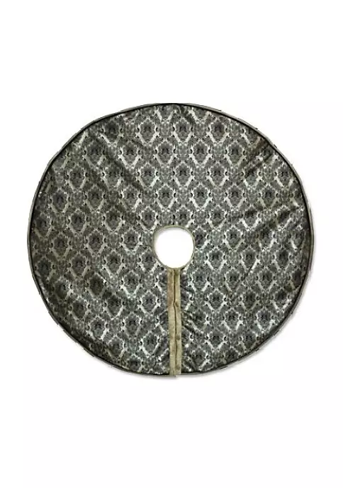 Hot Sale ✨ Melrose 54" Elegant Shiny Black and Antique Gold Damask Floral Print 🔔 Christmas Tree 👗 Skirt ✔️ 1 Hot Sale ✨ Melrose 54" Elegant Shiny Black and Antique Gold Damask Floral Print 🔔 Christmas Tree 👗 Skirt ✔️