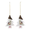 Outlet 👍 Melrose Set of 12 White and Brown Clay Chickadee Tree "Joy" and "Peace" 🔔 Christmas Ornament 4.75" ⭐