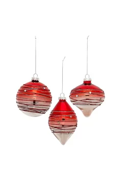 Cheapest ❤️ Melrose Set of 6 Red and Silver Finish Glass 🎄 Christmas Ball Ornament 3.75-5.75" ✔️
