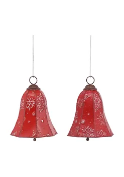 Cheap 😉 Melrose Set of 2 Red Metal Bell 🎄 Christmas Ornament 9" ⭐