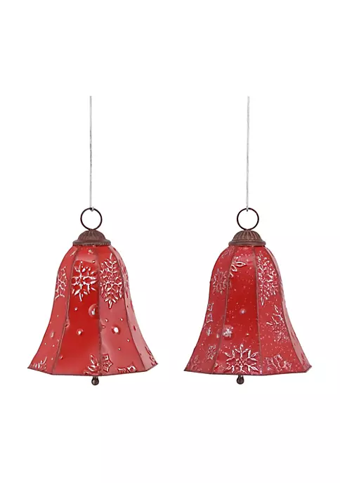 Cheap 😉 Melrose Set of 2 Red Metal Bell 🎄 Christmas Ornament 9" ⭐ 2 Cheap 😉 Melrose Set of 2 Red Metal Bell 🎄 Christmas Ornament 9" ⭐ - Image 2