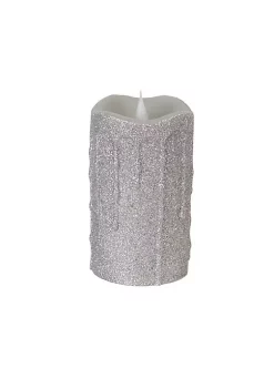 Top 10 😀 Melrose 5.25" Pre-Lit Silver Glittering Flameless LED 🎄 Christmas Pillar Candle 🎁 -Melrose Sales Shop Belk 240