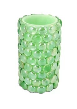 Coupon ๐ Melrose 6" Green Beaded LED Lighted Battery Operated Flameless Pillar Candle - Amber Flicker Flame ๐งจ
