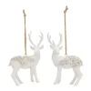 Best Sale 😉 Melrose Set of 6 White Resin Deer Figurine 🎁 Christmas Ornament 4" 😀