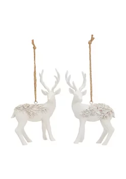 Best Sale 😉 Melrose Set of 6 White Resin Deer Figurine 🎁 Christmas Ornament 4" 😀