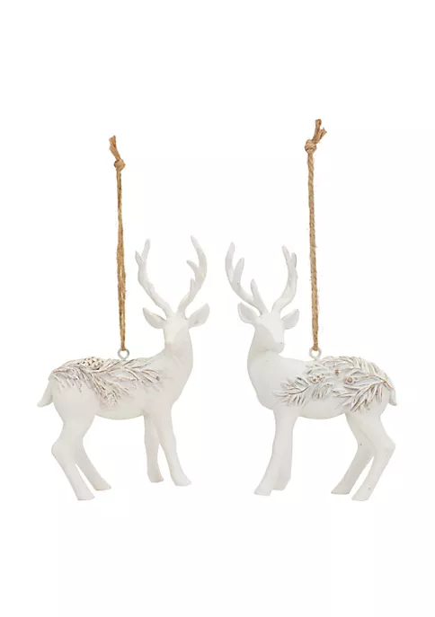 Best Sale 😉 Melrose Set of 6 White Resin Deer Figurine 🎁 Christmas Ornament 4" 😀 1 Best Sale 😉 Melrose Set of 6 White Resin Deer Figurine 🎁 Christmas Ornament 4" 😀