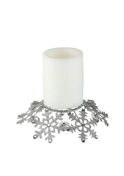 Buy โจ Melrose 9" Silver Snowflake Glittered and Jeweled ๐ Christmas Pillar Candle Holder ๐