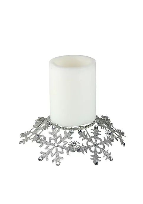 Buy ✨ Melrose 9" Silver Snowflake Glittered and Jeweled 🎁 Christmas Pillar Candle Holder 🛒 1 Buy ✨ Melrose 9" Silver Snowflake Glittered and Jeweled 🎁 Christmas Pillar Candle Holder 🛒