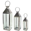 Best Pirce 🥰 Melrose Set of 3 Silver Colored Contemporary Style Glass Candle Lanterns 34" 🔔