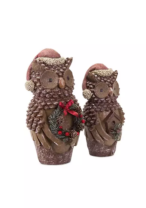 Cheap ๐งจ Melrose Set of 2 Brown Pine Cone Owl Wearing Santa Hat ๐ Christmas Figure 14.5" ๐ 2 Cheap ๐งจ Melrose Set of 2 Brown Pine Cone Owl Wearing Santa Hat ๐ Christmas Figure 14.5" ๐ - Image 2
