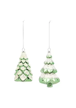 Deals ๐ Melrose Set of 6 Green and White Glass ๐
Christmas Tree Ornaments 5.75" ๐