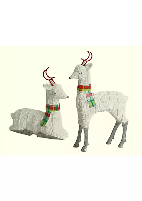 Top 10 ❤️ Melrose Set of 2 White and Red Knitted Reindeer 🎁 Christmas Tabletop Figurines 12" ✨ 1 Top 10 ❤️ Melrose Set of 2 White and Red Knitted Reindeer 🎁 Christmas Tabletop Figurines 12" ✨