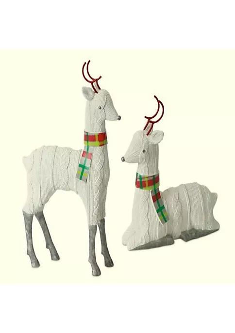 Top 10 ❤️ Melrose Set of 2 White and Red Knitted Reindeer 🎁 Christmas Tabletop Figurines 12" ✨ 2 Top 10 ❤️ Melrose Set of 2 White and Red Knitted Reindeer 🎁 Christmas Tabletop Figurines 12" ✨ - Image 2