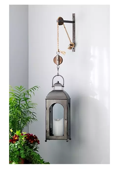 Best Pirce ❤️ Melrose 50" French Countryside Wall Mounted Pulley Metal and Glass Lantern 🥰 2 Best Pirce ❤️ Melrose 50" French Countryside Wall Mounted Pulley Metal and Glass Lantern 🥰 - Image 2
