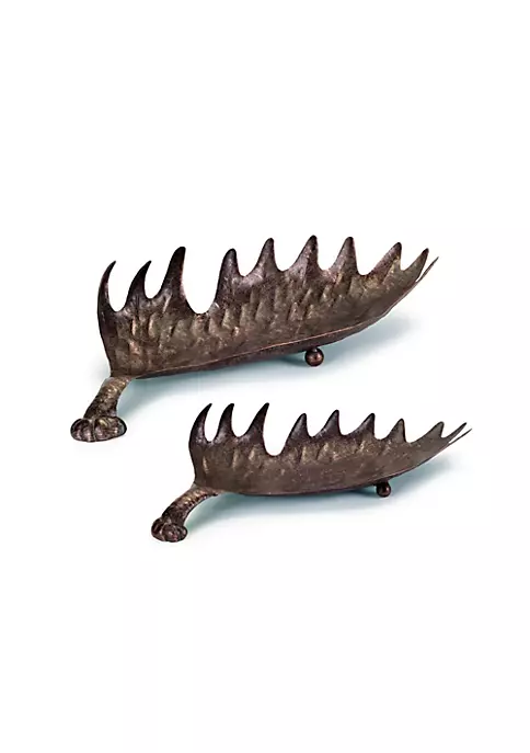 Discount 🎁 Melrose Set of 2 Bronze and Brown Elk Horn 🎅 Christmas Tabletop Trays 22" 🎉 1 Discount 🎁 Melrose Set of 2 Bronze and Brown Elk Horn 🎅 Christmas Tabletop Trays 22" 🎉
