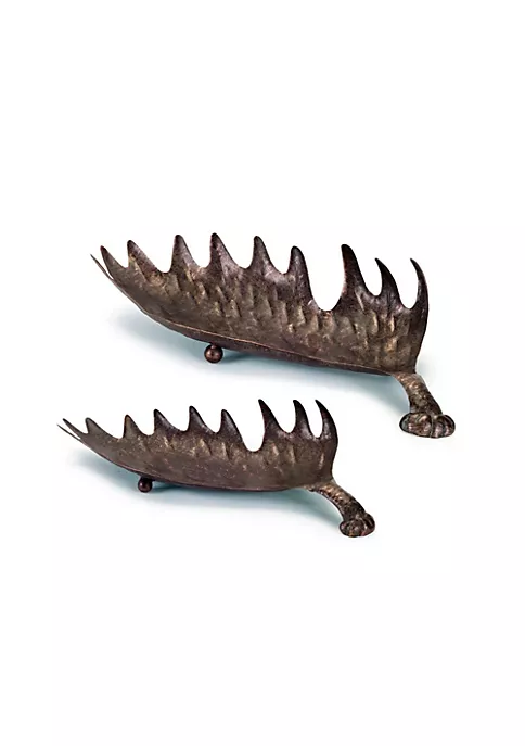 Discount 🎁 Melrose Set of 2 Bronze and Brown Elk Horn 🎅 Christmas Tabletop Trays 22" 🎉 2 Discount 🎁 Melrose Set of 2 Bronze and Brown Elk Horn 🎅 Christmas Tabletop Trays 22" 🎉 - Image 2