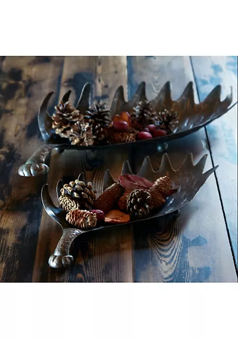 Discount 🎁 Melrose Set of 2 Bronze and Brown Elk Horn 🎅 Christmas Tabletop Trays 22" 🎉 3 Discount 🎁 Melrose Set of 2 Bronze and Brown Elk Horn 🎅 Christmas Tabletop Trays 22" 🎉 - Image 3