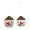 Outlet 🔔 Melrose Set of 12 White and Brown Cardinal Pine "Joy" and "Peace" 🔔 Christmas Ornament 4.50" 😍