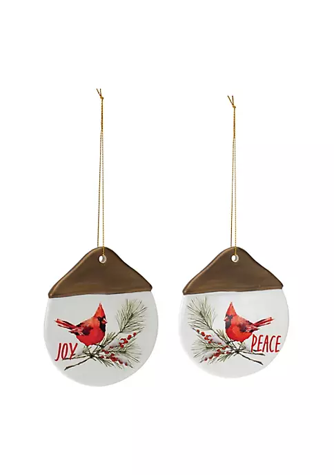 Outlet 🔔 Melrose Set of 12 White and Brown Cardinal Pine "Joy" and "Peace" 🔔 Christmas Ornament 4.50" 😍 2 Outlet 🔔 Melrose Set of 12 White and Brown Cardinal Pine "Joy" and "Peace" 🔔 Christmas Ornament 4.50" 😍 - Image 2