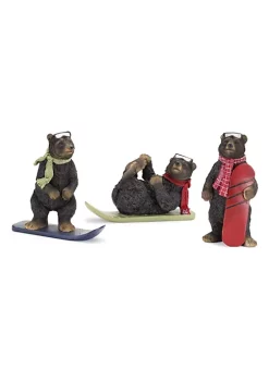 Discount 🛒 Melrose Set of 3 Adorable Bears with Snowboards and Scarfs 🎅 Christmas Figurines 8" 🤩