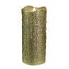 Promo 🔥 Melrose 7" Battery operated Gold Glittered Flameless LED 🔔 Christmas Pillar Candle with Moving Flame ⌛