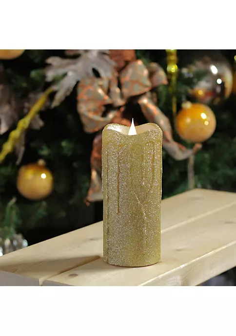 Promo π₯ Melrose 7" Battery operated Gold Glittered Flameless LED π Christmas Pillar Candle with Moving Flame β 2 Promo π₯ Melrose 7" Battery operated Gold Glittered Flameless LED π Christmas Pillar Candle with Moving Flame β - Image 2