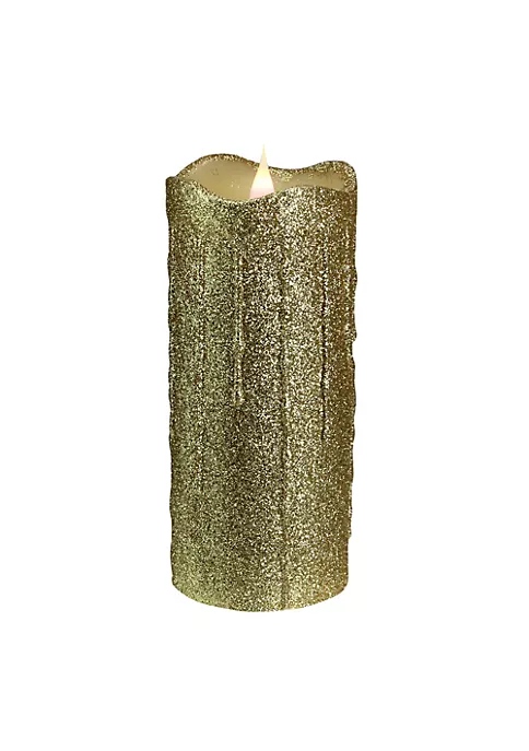 Promo π₯ Melrose 7" Battery operated Gold Glittered Flameless LED π Christmas Pillar Candle with Moving Flame β 3 Promo π₯ Melrose 7" Battery operated Gold Glittered Flameless LED π Christmas Pillar Candle with Moving Flame β - Image 3