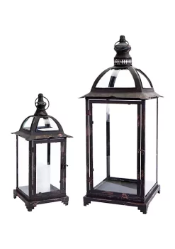 Buy ❤️ Melrose Lantern W/Glass (Set Of 2) 16.75''H-25.25"H Iron 🎉 -Melrose Sales Shop Belk 374